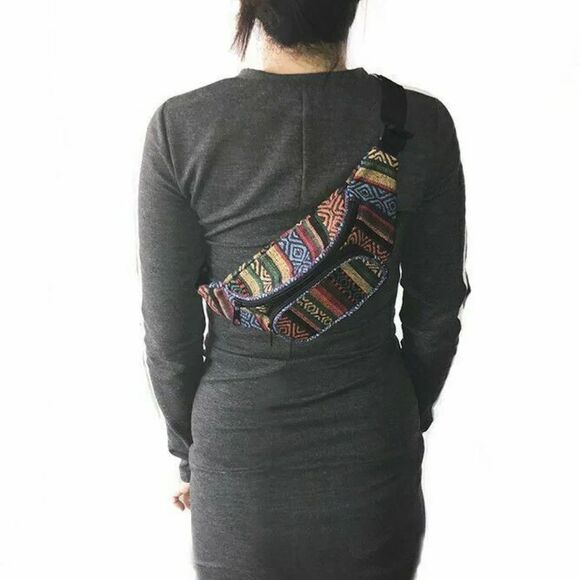 Azteca Coat licue Paquete Cintura Bolsa Cinturón Hip Boho Bohemio Tribal Indio - Picture 3 of 3